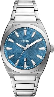 Fossil Everett Herrenuhr, Quarz-Dreizeiger-Datumswerk mit Edelstahl- oder Lederarmband