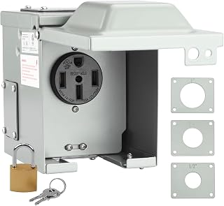 RVMATE RV/EV 50 Amp 125/250 Volt Power Outlet Box, 14-50R Receptacle | Waterproof Lockable Enclosed Power Panel, for RV Camper Travel Trailer Electric Car, ETL Listed