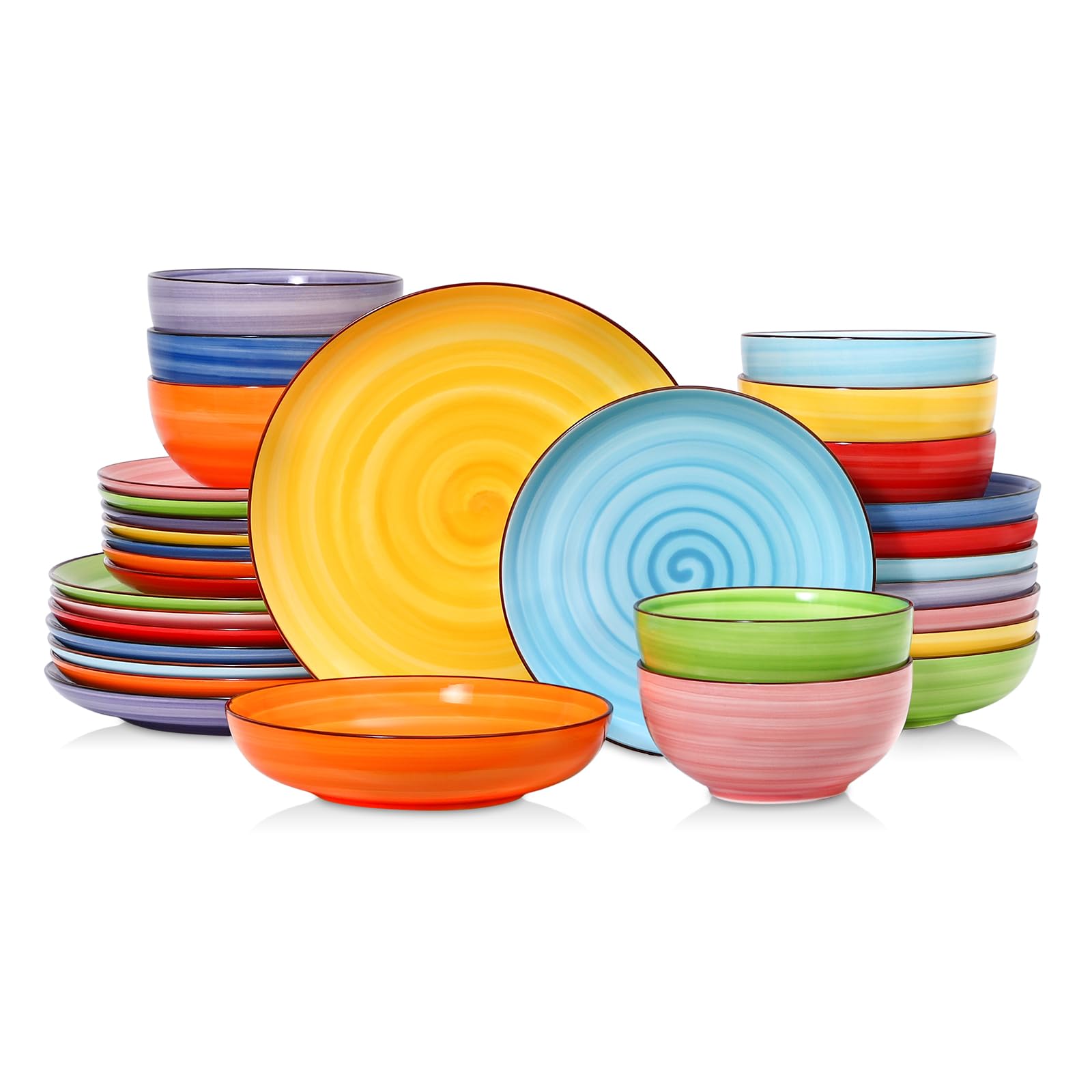 Selamica Ceramic Plates and Bowls Sets,32 Pieces Dinnerware Sets for 8,Scratch R