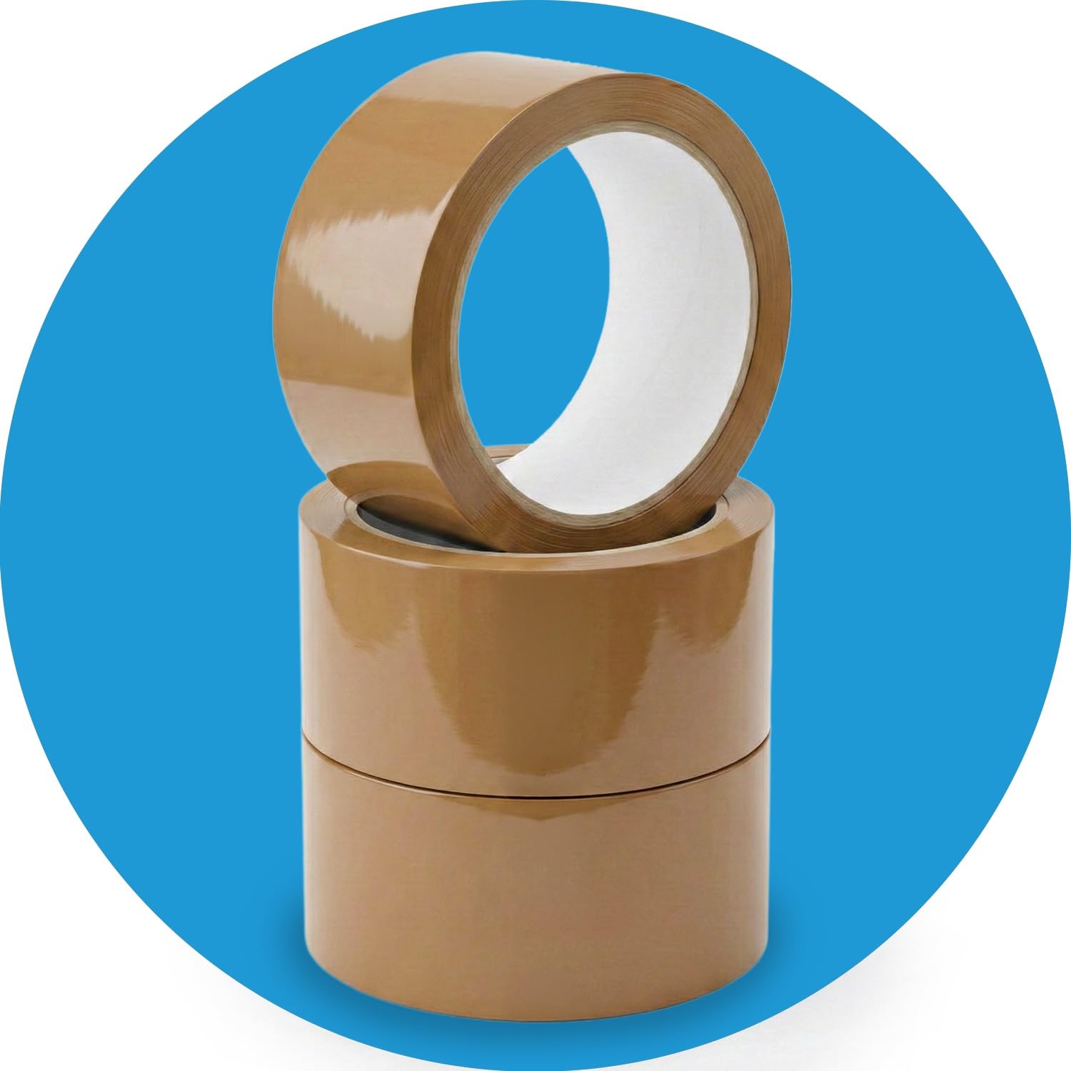 Stick Well Packaging Tape, Industrial Brown Parcel Tape 3 Rolls With Low Noise -