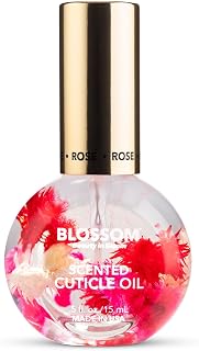 Blossom Cuticle Oil for Nails, Infused with Real Flowers, Rose, 0.5 fl. oz | Hydrating, Moisturizing, Scented Nail Oil Cuticle Care, Made in USA, Jojoba Vitamin, for Skin Flower Liquid, Stuff, Kit