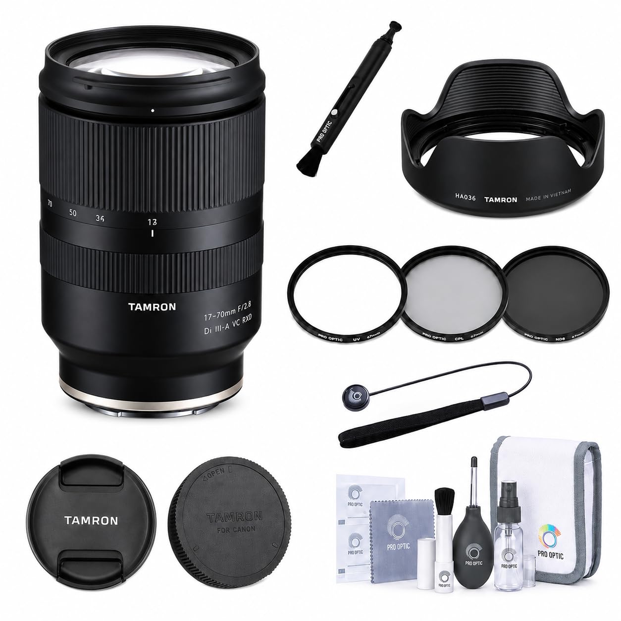 Tamron 17-70mm f/2.8 Di III-A VC RXD Lens for Sony E, Bundle with 3 Lens filters