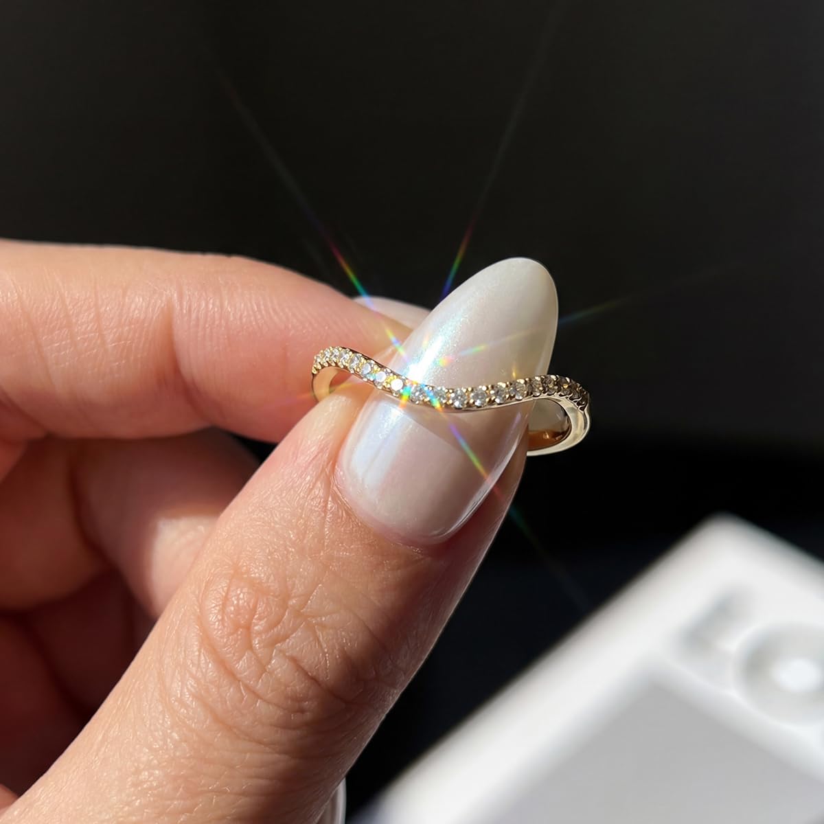 1pcs 925 Silver Cubic Zirconia Open Ring 925 Sterling Silver Wave Design Women D