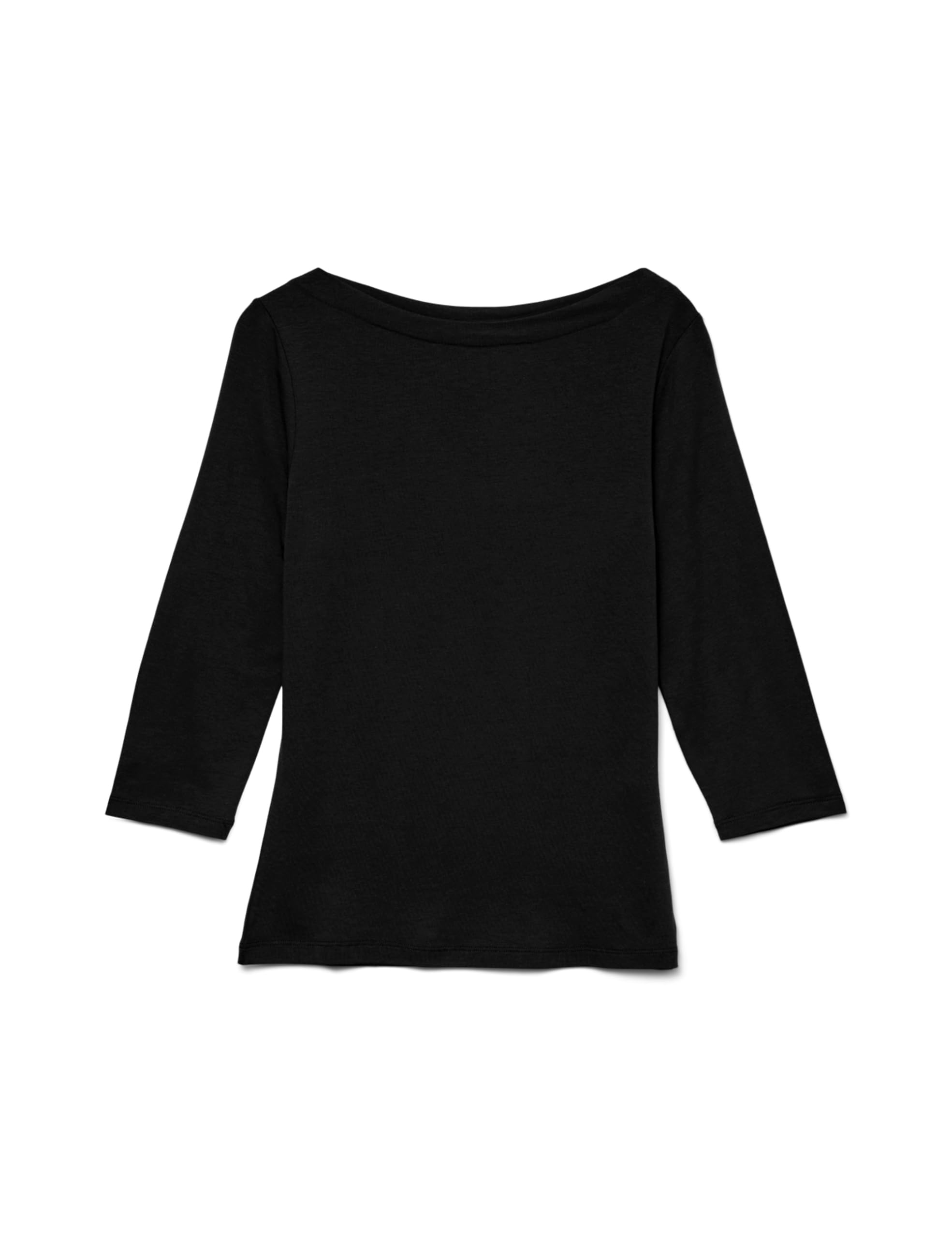 VERO MODA VMPANDA Women's Basic Boat Neck 3/4 Sleeve Stretch Top Slim Fit Long S