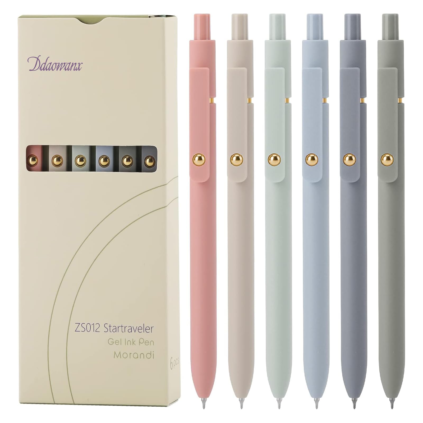 Ddaowanx Gel Pens,6 Pcs 0.5mm Retractable Quick Dry Black Ink Pens | Fine Point 