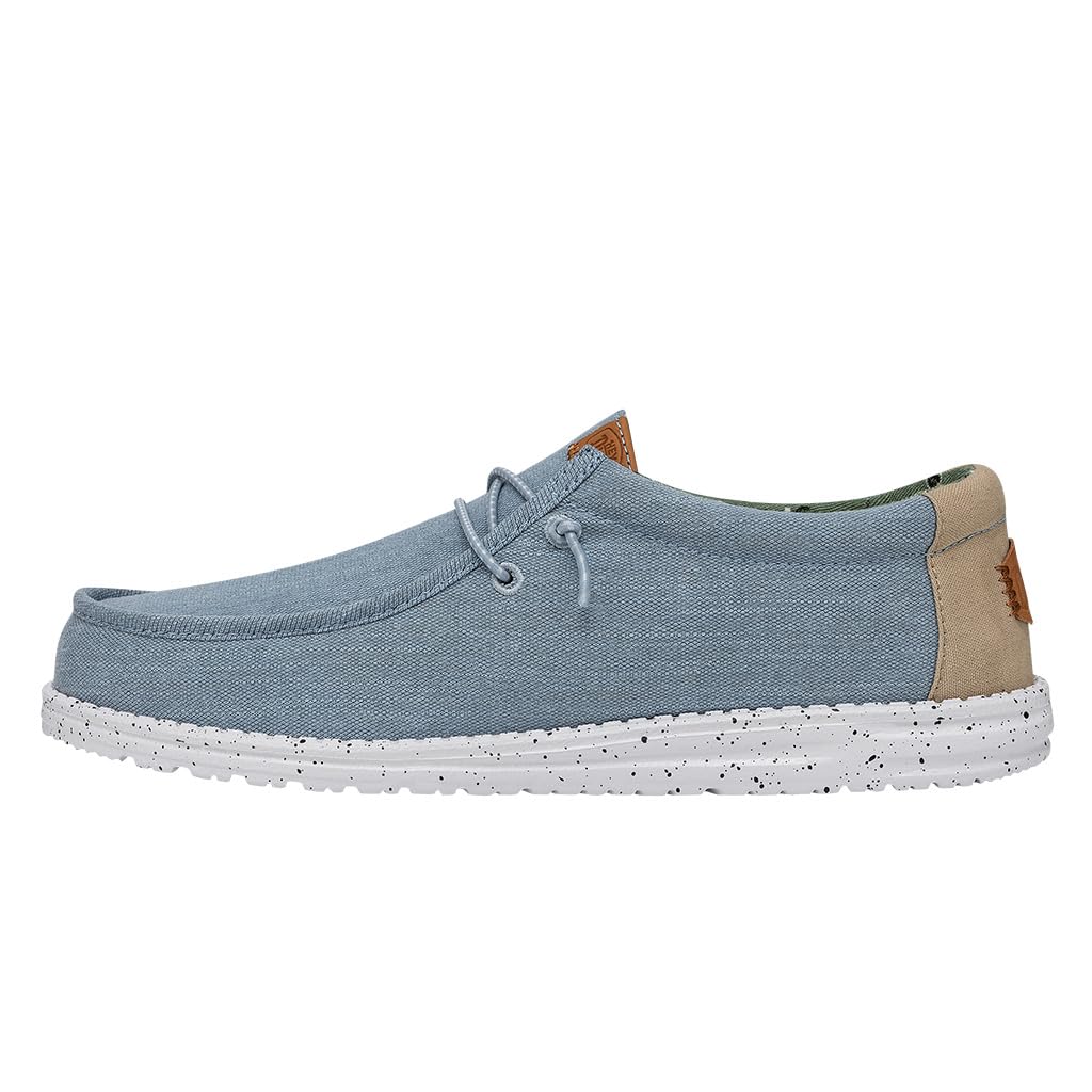 HEYDUDE Wally Washed Canvas - Men's Shoes - Comfort Soles - Loafer Style, Black/