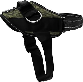 ShawnCo Essential Dog Harness, No Pull Pet Vest with 3 Lead Clips, No Chalking, Reflective, Adjustable, Padded Easy Walk for Training Small Dogs, Medium and Large Dogs (Military Camo, XL)