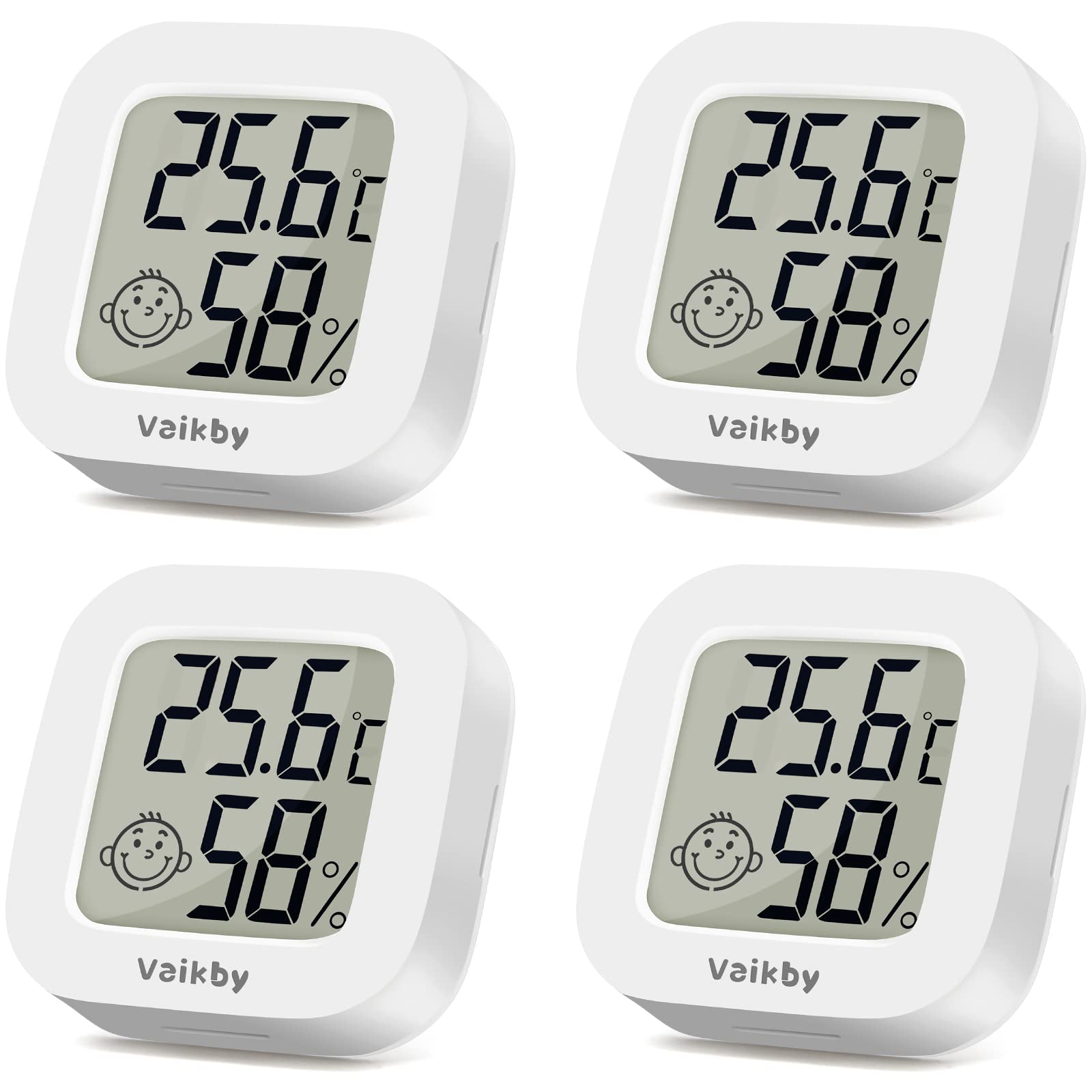 4Pack Room Thermometer Vaikby, Indoor Thermometer Hygrometer, Mini Digital Tempe