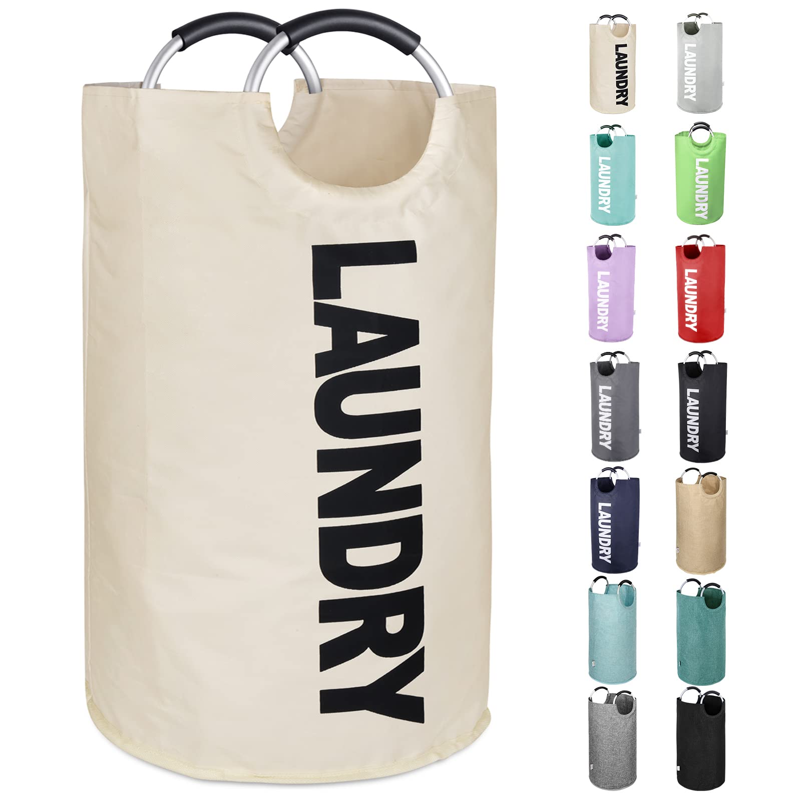 Extra Large Laundry Basket, Big Laundry Hamper Bag with Handles, 130L White