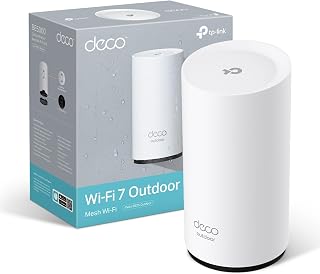 TP-Link Deco BE25-Outdoor BE3600 Outdoor WiFi Extender Booster for Deco | IP65 Weatherproof, Mesh WiFi 7 Router, PoE/AC Power Supply, AI-Driven Roaming, IoT Network, HomeShield, Alexa/GoogleHome