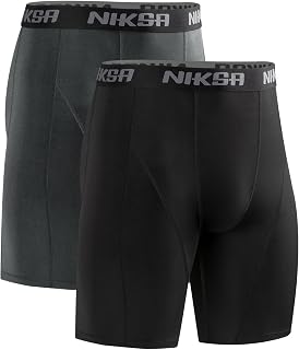 Niksa Men's Compression Shorts, Quick-Drying Base Layer Tights, Sports Underpants for Tight Dry and Breathable Cycling Shorts, Sports Shorts with Mobile Phone Pocket, Pack of 3