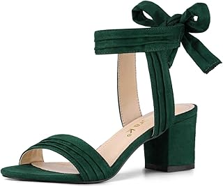 Allegra K Womens Open Toe Ankle Strap Block Heel Sandals