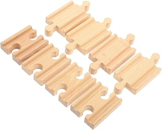 8pcs Wooden Train Tracks Expansion Set - Double Groove & Double Convex Design, Compatible with Most Railway Sets, Assorted Colors, 3.54 X 1.57 X 0.47 Inches, Ideal for Kids' Logical Thinking & Family