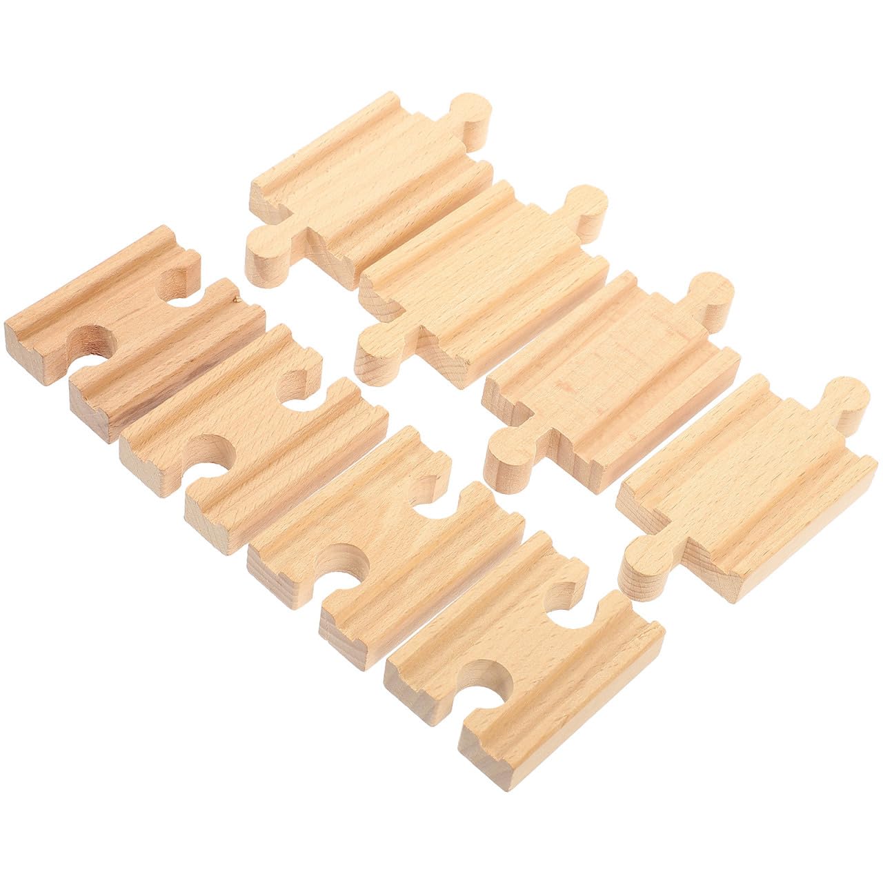 8pcs Wooden Train Tracks Expansion Set - Double Groove & Double Convex Design, C
