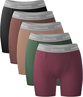BAMBOO COOL Womens Boxer Briefs Boy Shorts Underwear Soft Stretch Panties for Women, 5-Pack