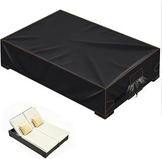 Sun Lounger Covers Waterproof for 2 Person, 200x130x40 cm, Black