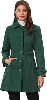 Allegra K Women's Winter Classic Overcoat Pockets Single Breasted Pea Coat