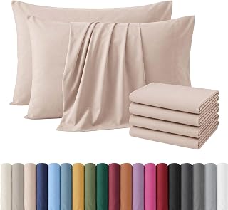 Hafaa Pack of 4 Peach Microfiber Plain Bed Pillow Cases (50 x 75 Cm)