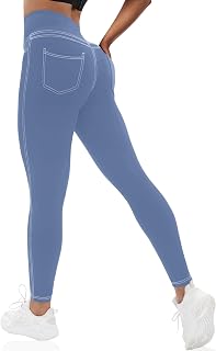VOOVEEYA Curvy Womens Leggings, High Waisted Yoga Pants with Back Pockets