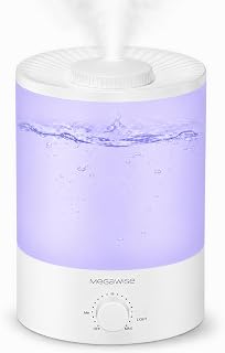 MegaWise Healthy Top-Refill Cool Mist Humidifiers for Bedroom, 24dB Ultrasonic Air Vaporizer with Water Filter for Baby [PP Material], Colorful Night Light,1 Gal Essential Oil Diffuser, Auto Shut Off