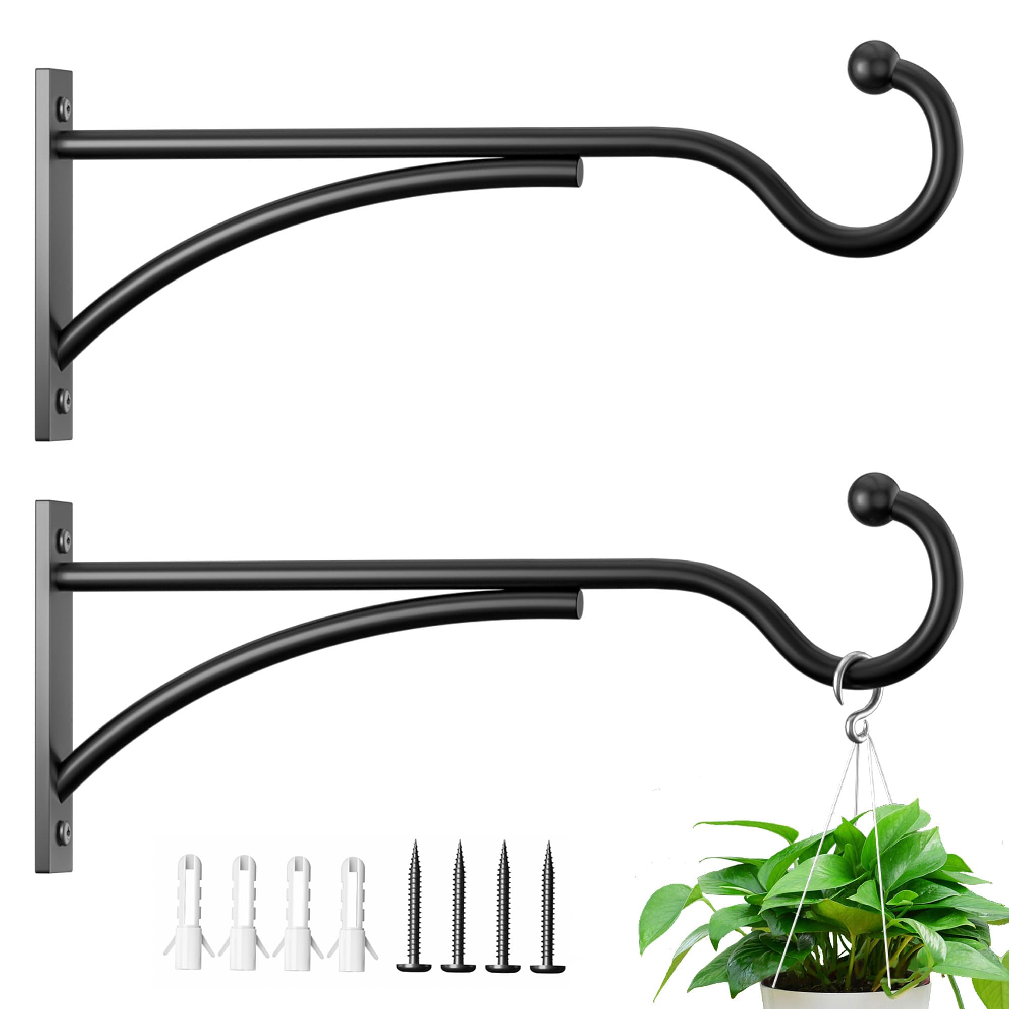 11 Inch 2 Pack Heavy Duty Metal Plant Hanging Hooks for Baskets,Wall-Mount | 30 