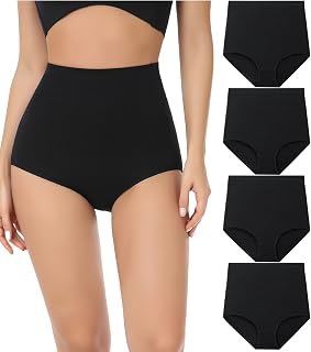 wirarpa Women's Super High Waisted Briefs Underwear Cotton Full Coverage Panties for Women 4 Pack