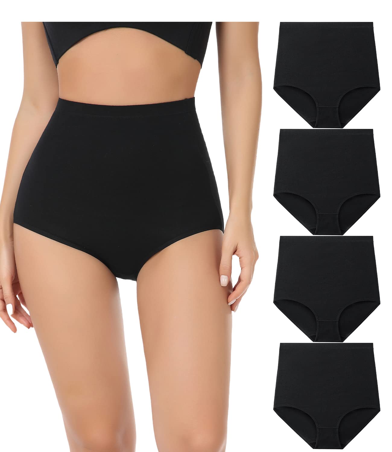 wirarpa Women's Super High Waisted Briefs Underwear Cotton Full Coverage Panties