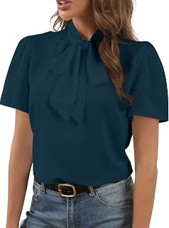 Rooscier Women's Bow Tie Knot Elegant Blouse