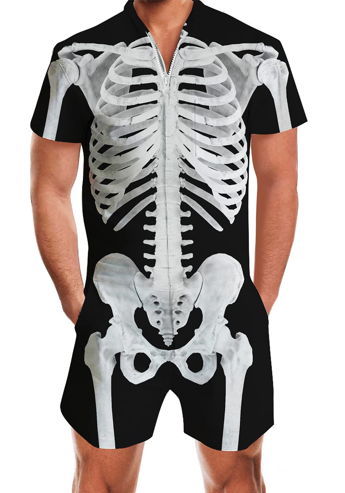 RAISEVERN mens romper zipper short sleeve mens romper