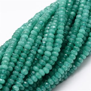 110Pcs/Strand Natural Malaysia Jade Rondelle Beads Strands Stone Beads Spacers for DIY Crafts Bracelets Necklace Jewelry Making 4x2~3mm,14" Dark Cyan