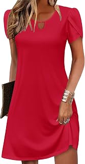 Zeagoo Women's Casual A-Line Dresses with Pockets Summer Floral Tshirt Dress Short Sleeve Mini Dress Flowy Sundresses