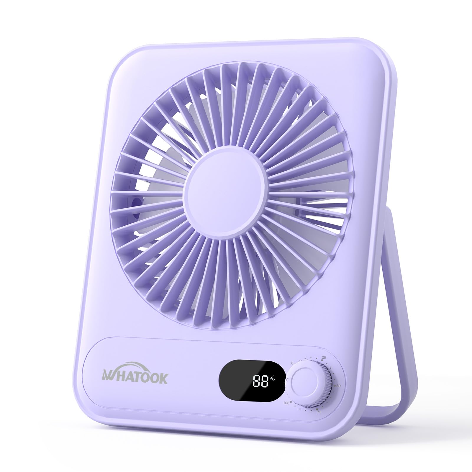 WHATOOK Small Desk Fan Personal Fans: 5000mah 25 Hours Battery Office Quiet Mini