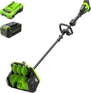 Greenworks 40V 12" Snow Shovel, 4.0 Ah Battery and Charger Included | Brushless Snow Shovel with LED Light, Directional Chute Control, and Enclosed Battery Cover