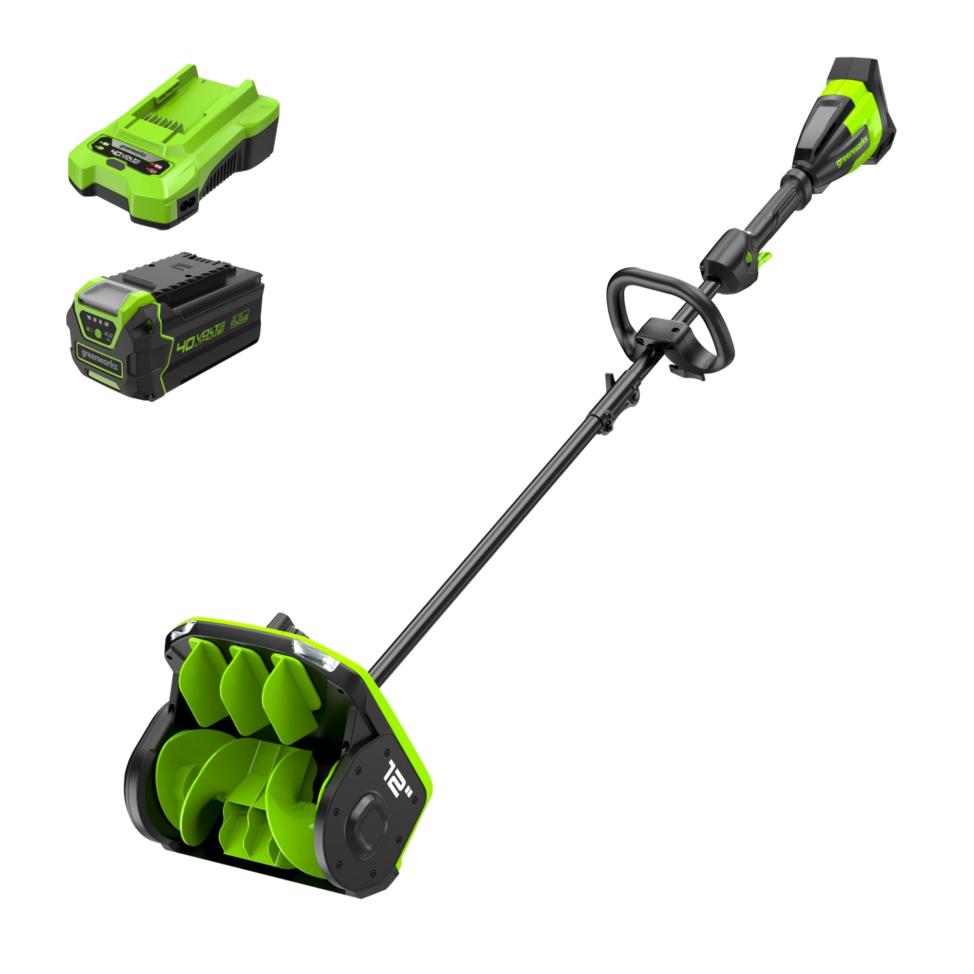 Greenworks 40V 12" Snow Shovel, 4.0 Ah Battery and Charger Included | Brushless 