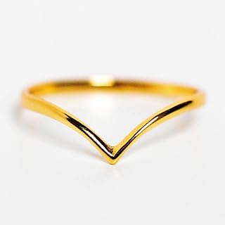 1PC Simple Stackable Elegant Polished Sterling Silver V Ring Suitable for Women Daily Wear, Personalized Gift, Fine Jewelry, Gold