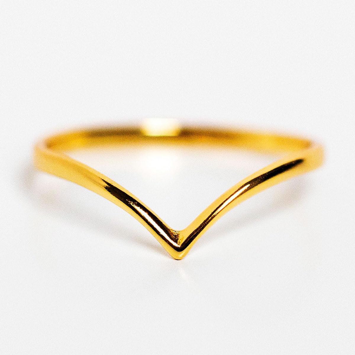 1PC Simple Stackable Elegant Polished Sterling Silver V Ring Suitable for Women 