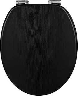 WOLTU Wooden Toilet Seat, Soft Close WC Seat with Strong Hinge Ideal for Standard Toilet Black