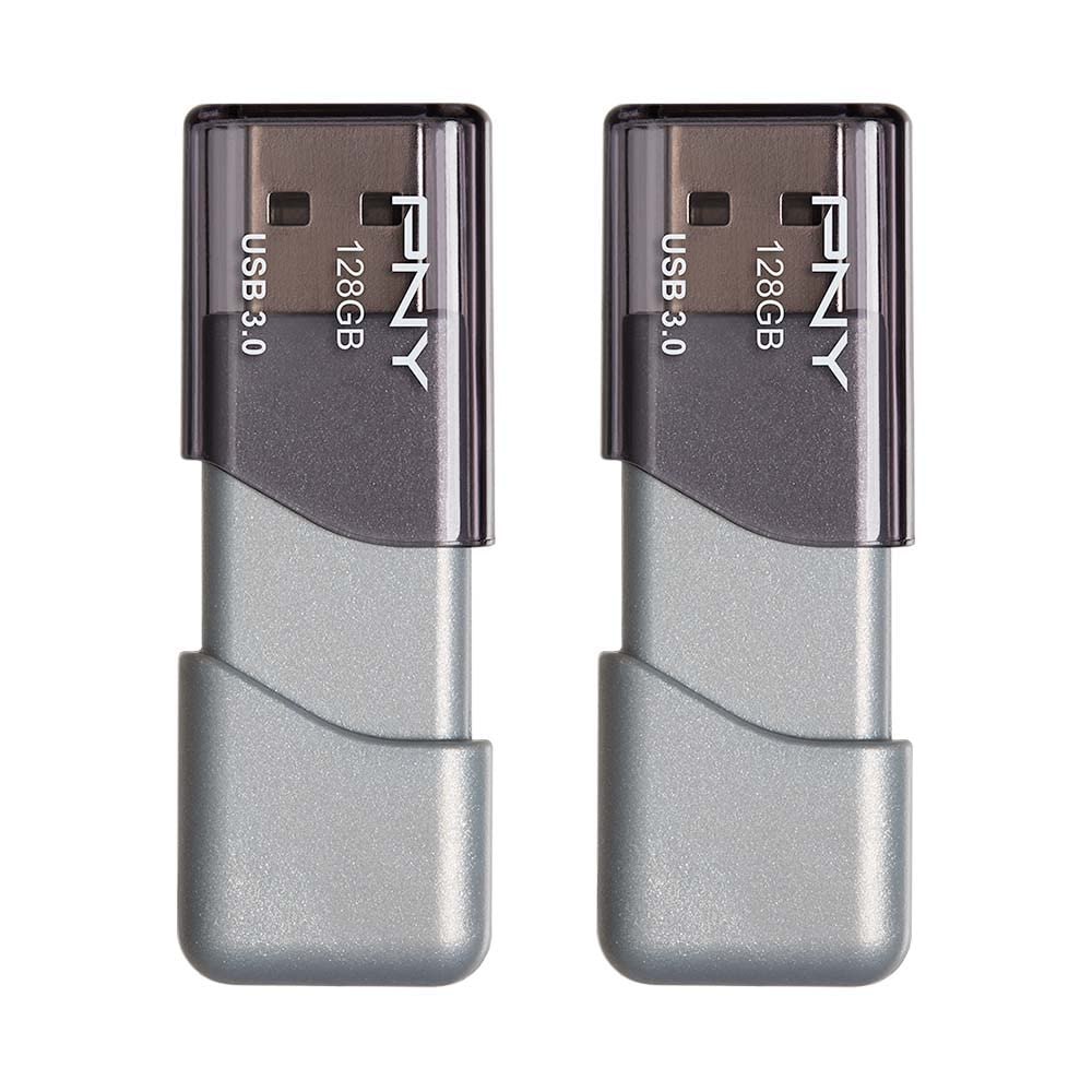 PNY 128GB Turbo Attaché 3 USB 3.0 Flash Drive 2-Pack​ | Up to 100MB/s Read, Grey