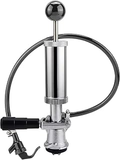 MRbrew 4" Keg Tap Keg Party Pump, American D System Beer Keg Hand Pump | Picnic Pump with Beer Faucet & Beer Hose, Chrome-Plated Keg Draft Beer Party Pump with Clamps Kegerator Pump for Homebrew