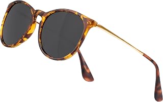 Classic Retro Round Polarized Sunglasses, TAC Mirror Lens Trendy Designer Style Shades for Women Men UV400 Protection