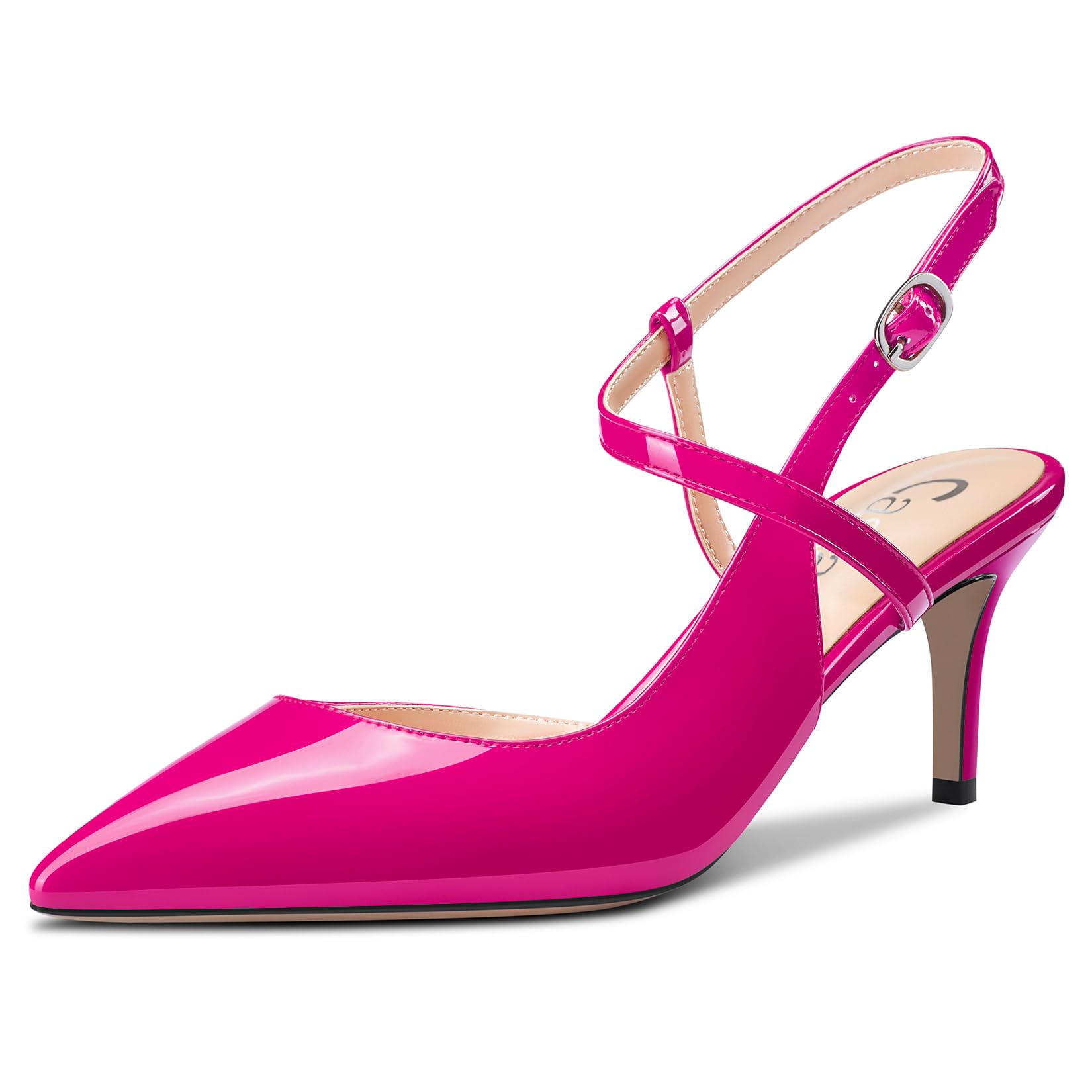Castamere Women's Medium Pointed Toe Kittens Heel Ankle Strap Pumps Slingback Dr