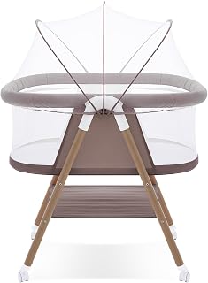 GYARING Baby bassinets,3 in1 Baby Crib, Sturdy, Portable & Easy to Assemble,Mosquito net and Portable Bag Included. (Khaki)