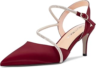 Castamere Women's Medium Needle Pointed Toe Ankle Strap Sandals Diamond Crystal 6.5 CM Heels