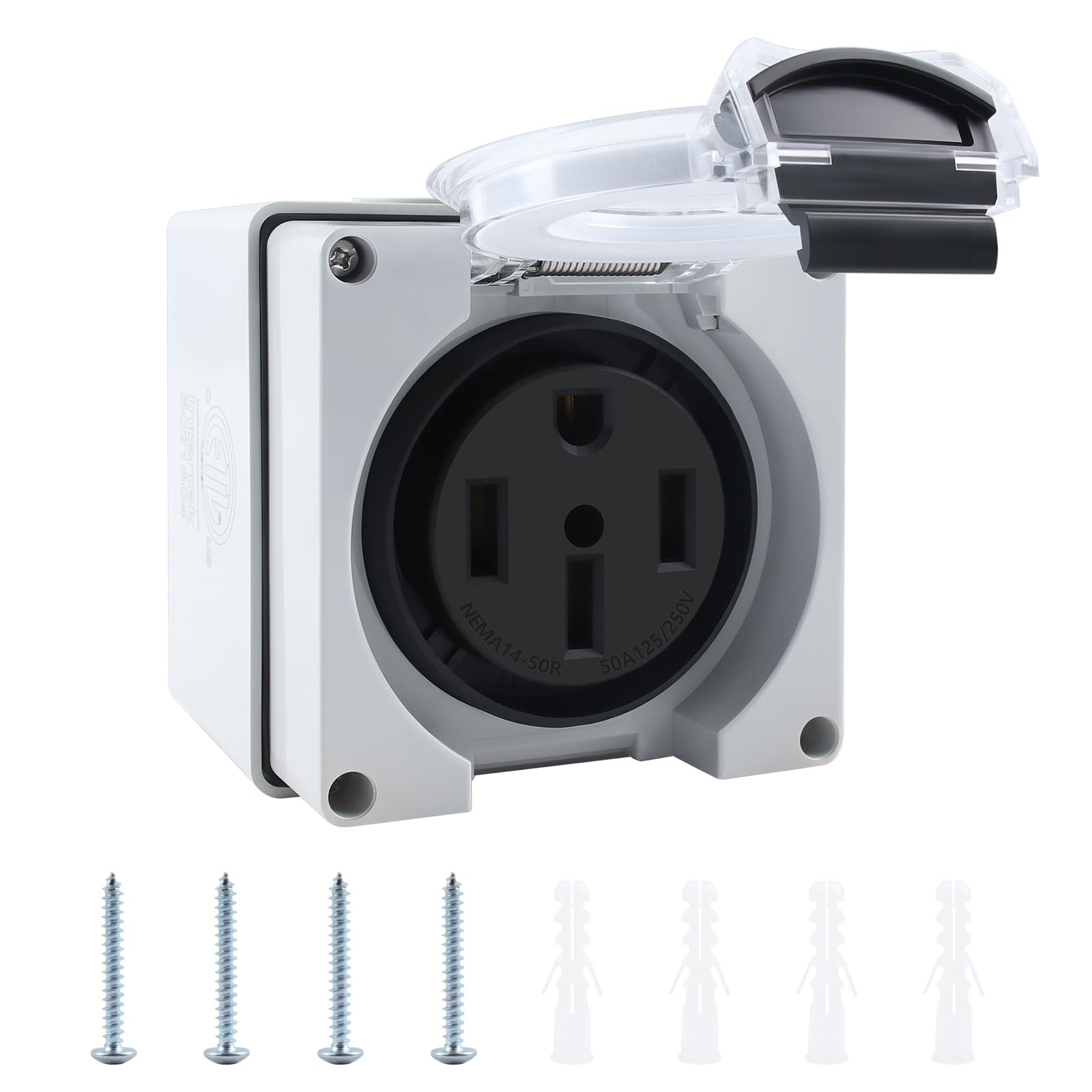 Newdeli 50 Amp Rv Power Outlet Box NEMA 14-50R Rv Electrical Outlet Receptacle P