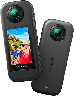 AKASO 360 Action Camera Standard Combo- 5.7K 360 Video, 360-SuperSmooth | 1/2" 48MP Sensors, 72MP 360 Photo, Invisible Selfie Stick Effect, 360° Horizon Lock, AI Tracking, 2x Rechargeable Battery