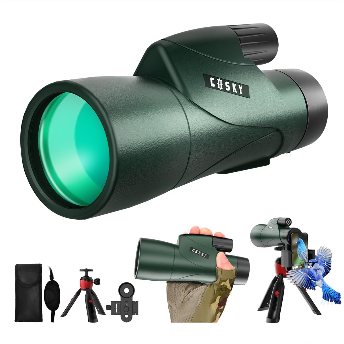 Gosky 12x55 HD Monocular Telescope with BAK4 Prism & FMC Lens, Lightweight with 