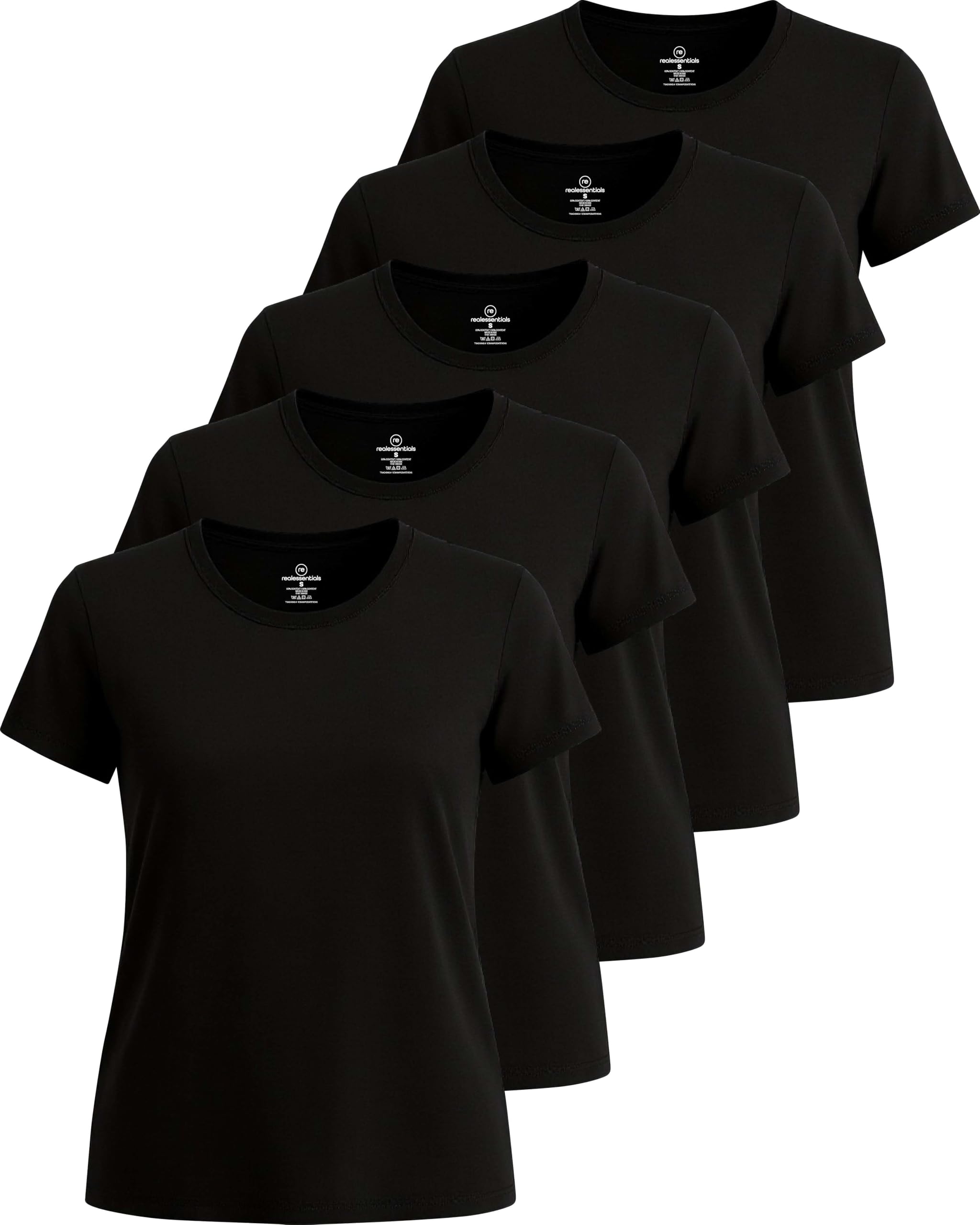Real Essentials Women's Casual T-Shirt (Pack of 5)