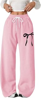 Verdusa Girl's Bow Baggy Sweatpants Wide Leg Athletic Pants with Pockets