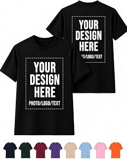 Bestheamize Custom T Shirt with Front Back, Personalized Shirt with Photo Text Design, Custom Shirt for Men Women Adults Black