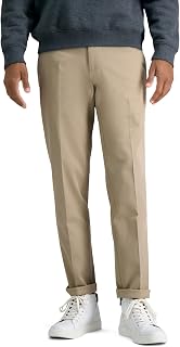 Haggar Mens Premium No Iron Khaki Slim Fit Flat Front Casual Pant